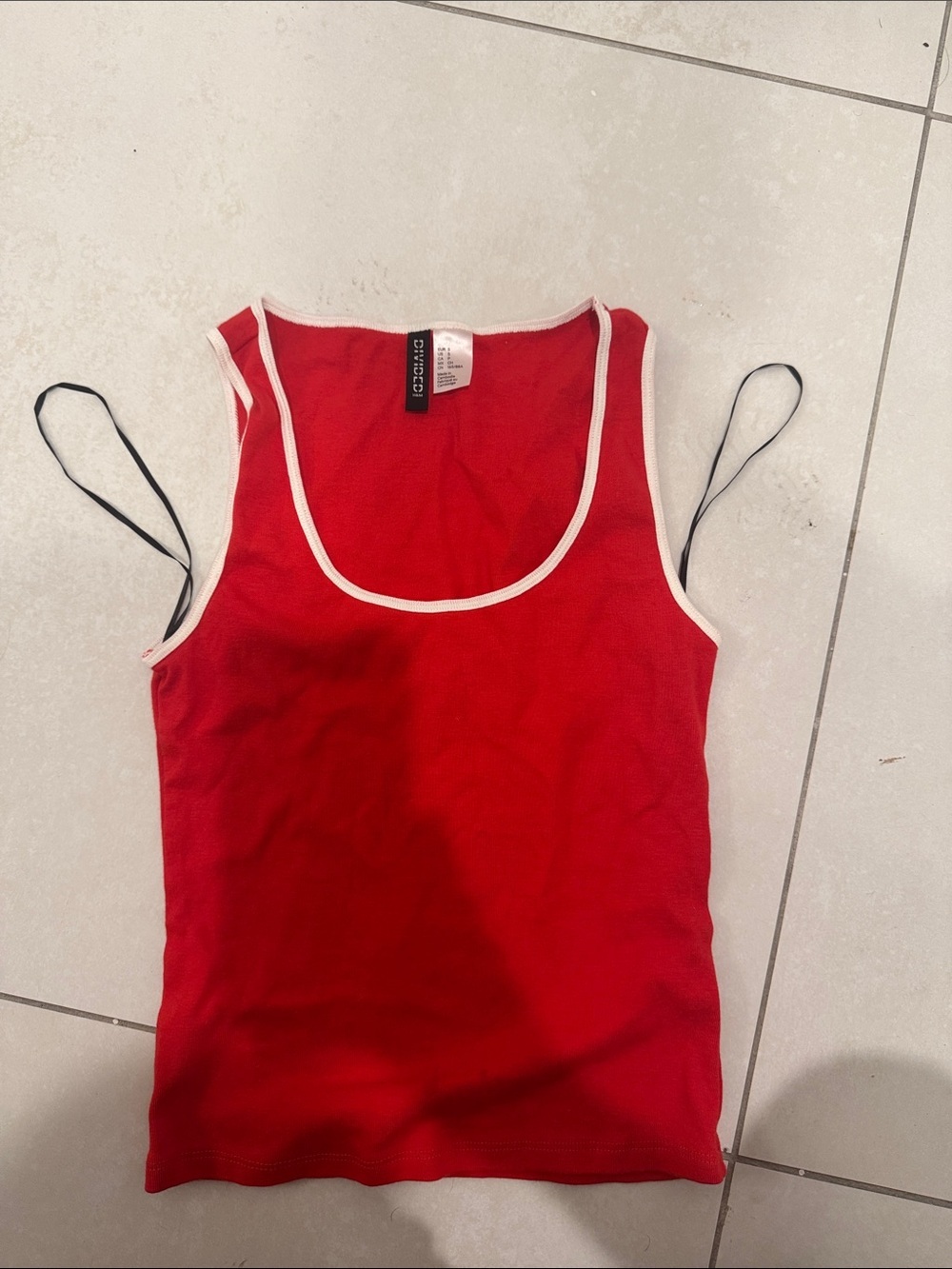 Divided Red Tank Top with White Trim